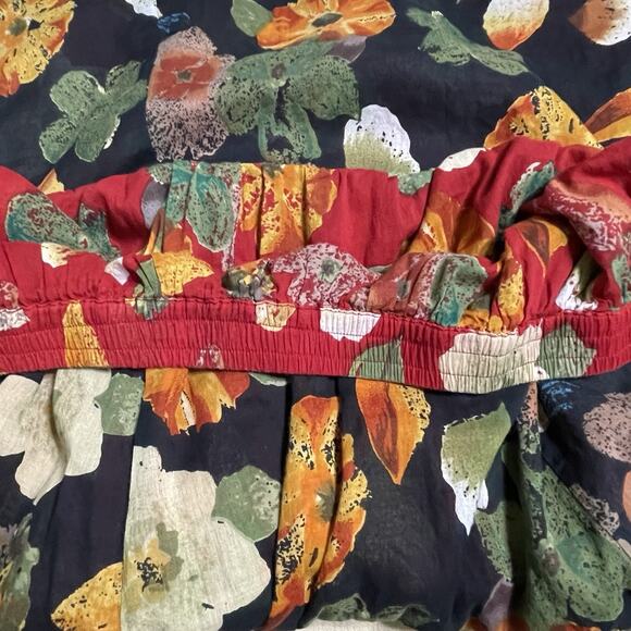 La Cera Reversible Floral Midi Skirt Size L Red Black Watercolor Flowy India - Picture 8 of 11